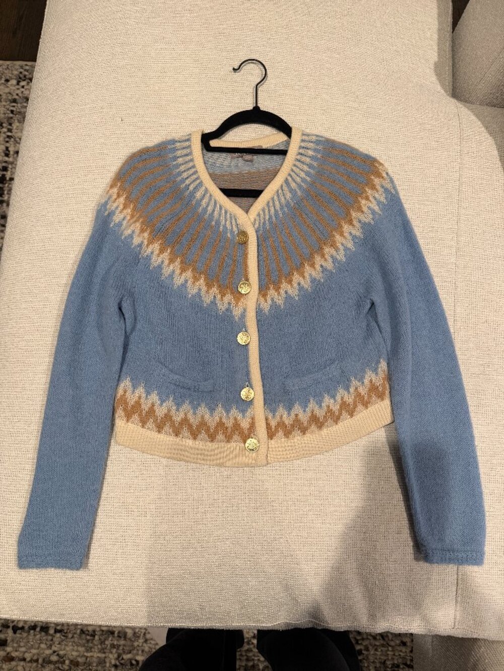 NWOT J. Crew Fair Isle Cardigan Sweater in Brushed Yarn in Frosted Tundra